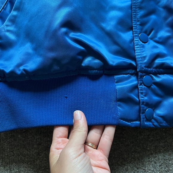 VTG 90s NFL NY Giants STARTER Quilted Snap Close Bomber Jacket Large Made In USA - Picture 13 of 16